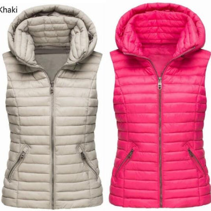 Women's Winter Vest Jacket Lightweight Quilted Loose Versatile Vest with Removable Hood