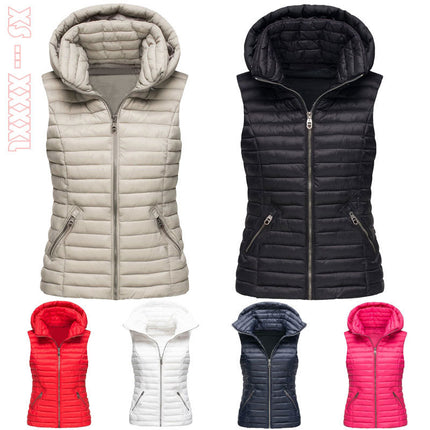 Women's Winter Vest Jacket Lightweight Quilted Loose Versatile Vest with Removable Hood