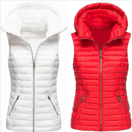 Women's Winter Vest Jacket Lightweight Quilted Loose Versatile Vest with Removable Hood