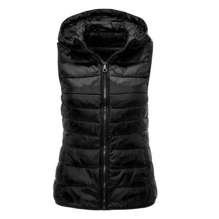 Women's Winter Down Vest Jacket Lightweight Quilted Loose Versatile Hooded Vest