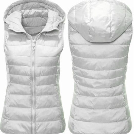 Women's Winter Down Vest Jacket Lightweight Quilted Loose Versatile Hooded Vest