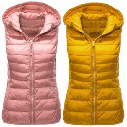 Women's Winter Down Vest Jacket Lightweight Quilted Loose Versatile Hooded Vest