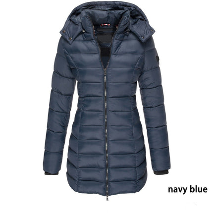 Women's Warm Thickened Quilted Coat With Detachable Hood Winter Long Warm Coat