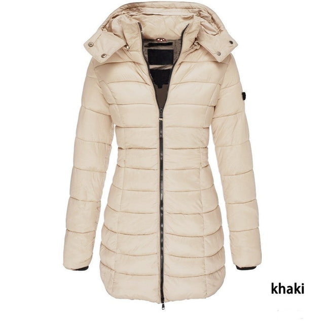 Women's Warm Thickened Quilted Coat With Detachable Hood Winter Long Warm Coat