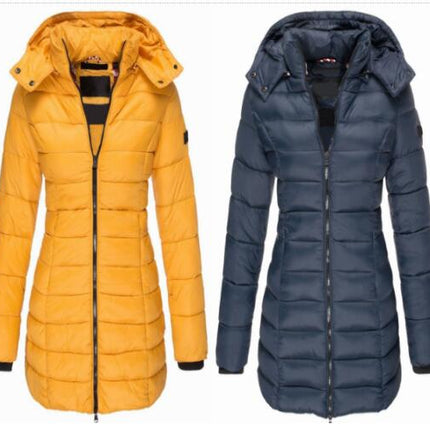 Women's Warm Thickened Quilted Coat With Detachable Hood Winter Long Warm Coat