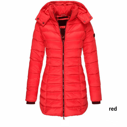 Women's Warm Thickened Quilted Coat With Detachable Hood Winter Long Warm Coat