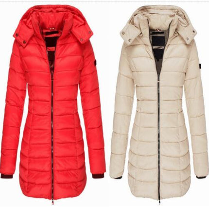 Women's Warm Thickened Quilted Coat With Detachable Hood Winter Long Warm Coat