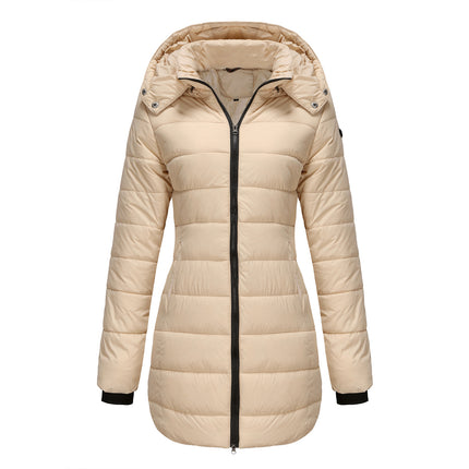 Women's winter windproof warm coat waterproof thickened fashion puffy with removable hood coat