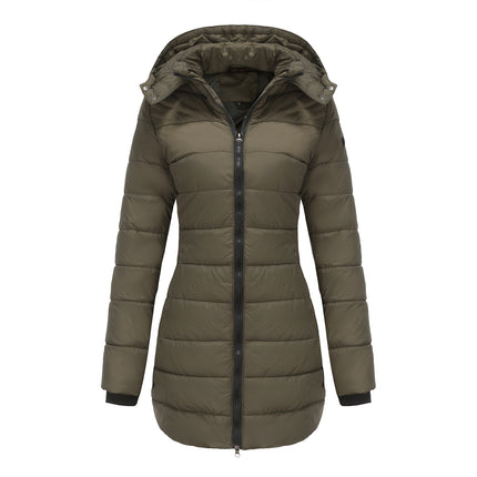 Women's winter windproof warm coat waterproof thickened fashion puffy with removable hood coat