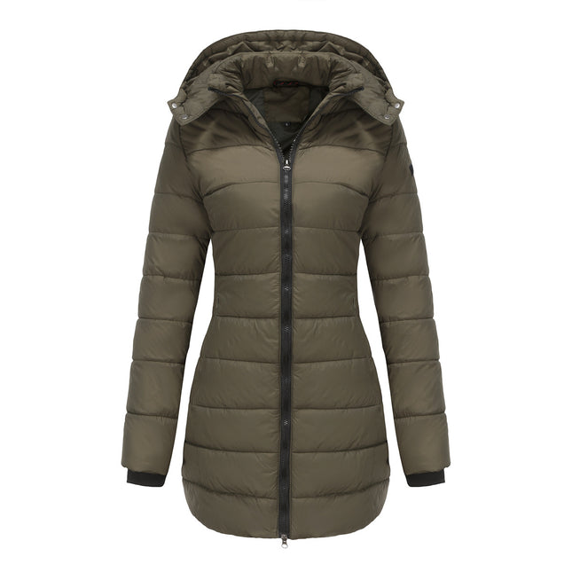 Women's winter windproof warm coat waterproof thickened fashion puffy with removable hood coat