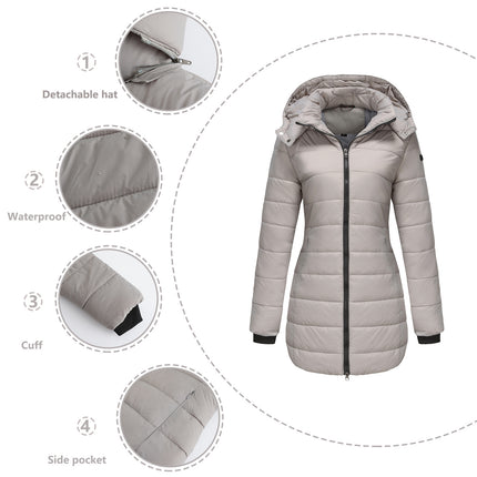 Women's winter windproof warm coat waterproof thickened fashion puffy with removable hood coat