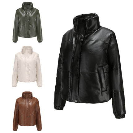 Amazon's New European Code Autumn And Winter Short Leather Coats, European And American Thick Cotton Jackets Cross -Border