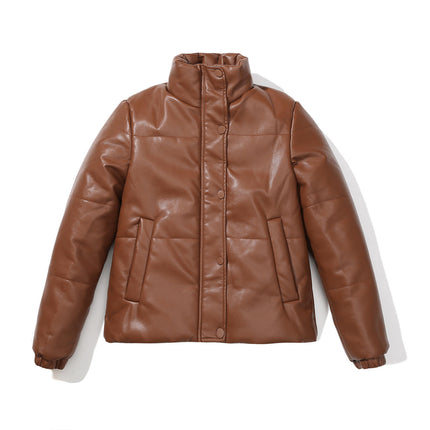 Amazon's New European Code Autumn And Winter Short Leather Coats, European And American Thick Cotton Jackets Cross -Border