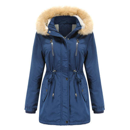 Women's Thicken Fleece Lined Parka Winter Coat Hooded Jacket with Removable Fur Collar