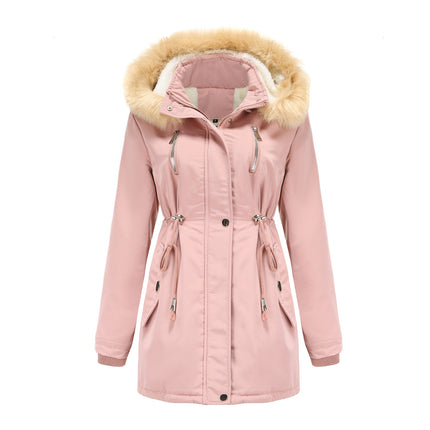 Women's Thicken Fleece Lined Parka Winter Coat Hooded Jacket with Removable Fur Collar