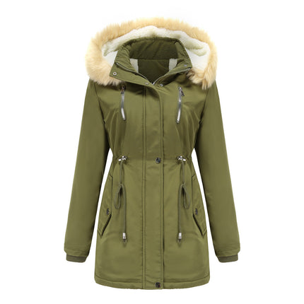 Women's Thicken Fleece Lined Parka Winter Coat Hooded Jacket with Removable Fur Collar