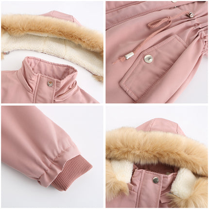 Women's Thicken Fleece Lined Parka Winter Coat Hooded Jacket with Removable Fur Collar