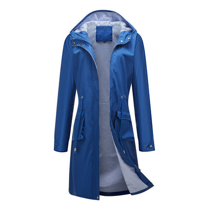 Women's Lightweight Raincoat Waterproof Windbreaker Striped Lined Outdoor Hooded Windbreake