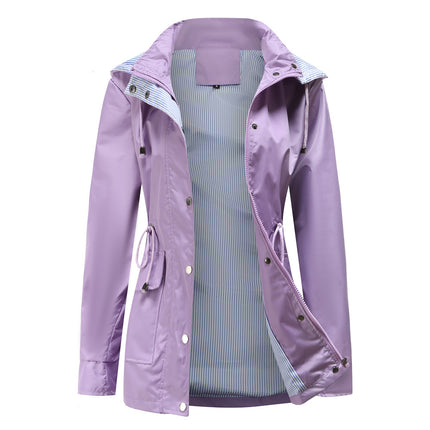 Raincoat Women Waterproof Long Hooded Trench Coats Lined Windbreaker Travel Jacket