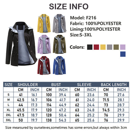 Raincoat Women Waterproof Long Hooded Trench Coats Lined Windbreaker Travel Jacket