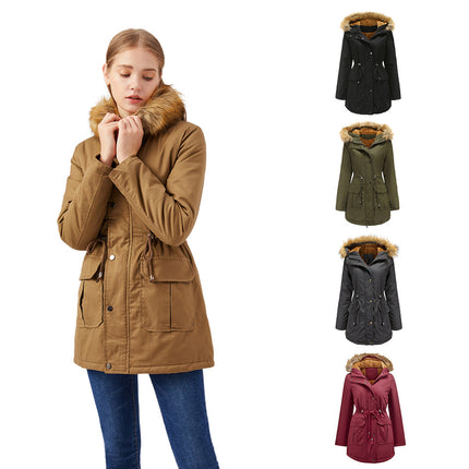 Women's Quilted Winter Coat Warm Puffer Jacket Thicken Parka with Removable Hood