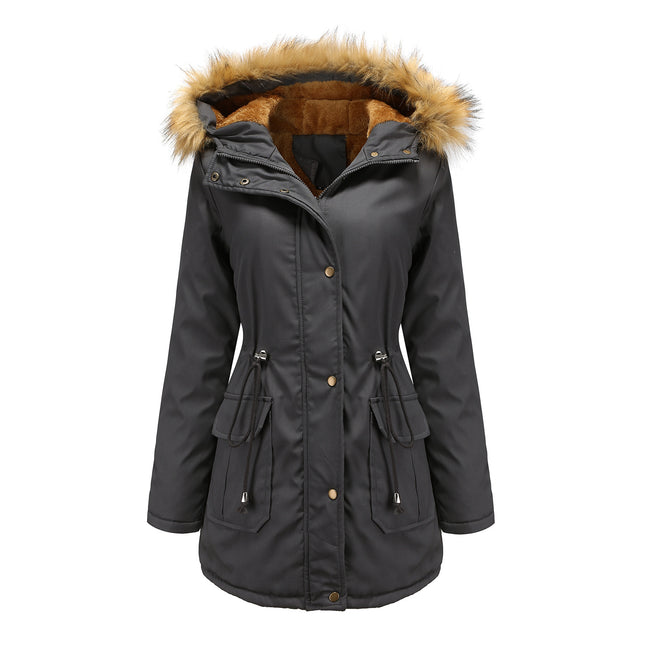 Women's Quilted Winter Coat Warm Puffer Jacket Thicken Parka with Removable Hood