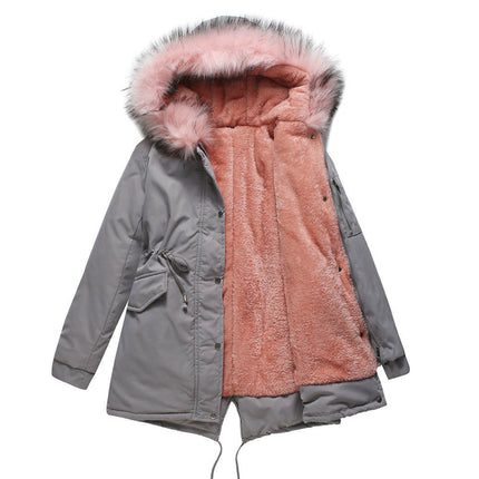 Women's Winter Sherpa Lined Faux Fur Hooded Mid-Length Warm Coat