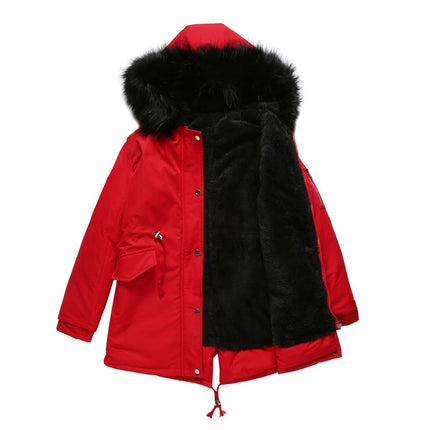 Women's Winter Sherpa Lined Faux Fur Hooded Mid-Length Warm Coat