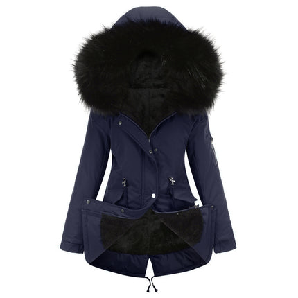 Women's Winter Sherpa Lined Faux Fur Hooded Mid-Length Warm Coat