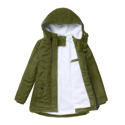 Women's Warm Winter Coat Thicken Fleece Lined Parka Plus Size Jacket With Hood