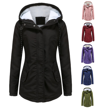 Women's Warm Winter Coat Thicken Fleece Lined Parka Plus Size Jacket With Hood