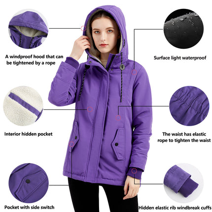 Women's Warm Winter Coat Thicken Fleece Lined Parka Plus Size Jacket With Hood