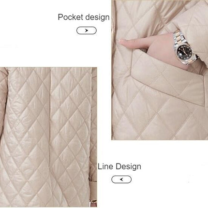 Women's Button Loose Jacket Lightweight Quilted Long Windproof Warm Space Cotton Jacket