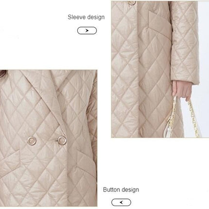 Women's Button Loose Jacket Lightweight Quilted Long Windproof Warm Space Cotton Jacket