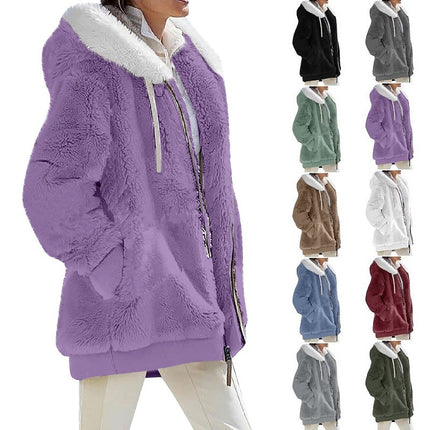 Winter Coats for Women Casual Fleece Jacket Warm Soft  Outdoor Lined Thick Coat with Pockets