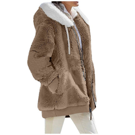 Winter Coats for Women Casual Fleece Jacket Warm Soft  Outdoor Lined Thick Coat with Pockets