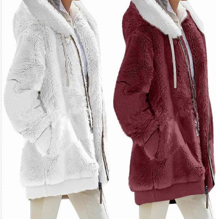 Winter Coats for Women Casual Fleece Jacket Warm Soft  Outdoor Lined Thick Coat with Pockets