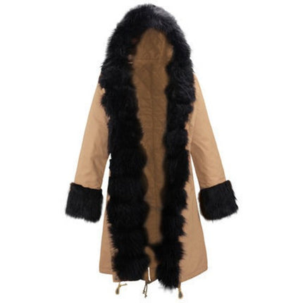 Women's Thickened Warm Winter Coat Hooded Parker Coat Faux Fur Outdoor Long Jacket Coat