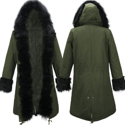 Women's Thickened Warm Winter Coat Hooded Parker Coat Faux Fur Outdoor Long Jacket Coat