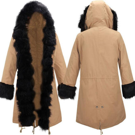 Women's Thickened Warm Winter Coat Hooded Parker Coat Faux Fur Outdoor Long Jacket Coat