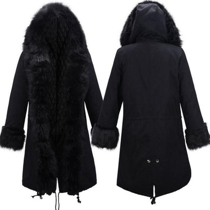 Women's Thickened Warm Winter Coat Hooded Parker Coat Faux Fur Outdoor Long Jacket Coat