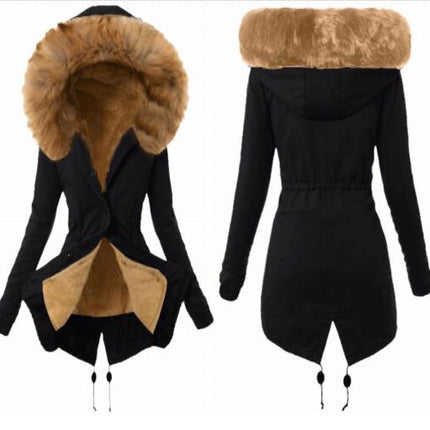 Women's Hooded Warm Winter Coat Multi Size Parka Faux Fur Lined Jacket Coat