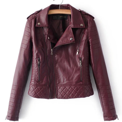 Women's Faux Leather Casual Jacket, Fall and Spring Fashion Short Lightweight Leather Jacket