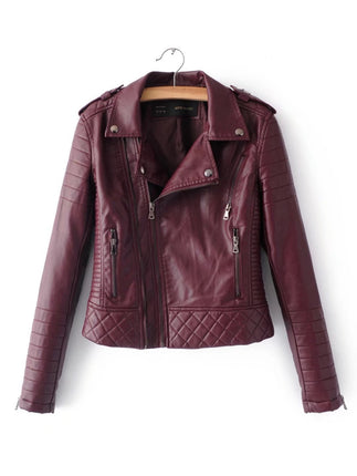 Women's Faux Leather Casual Jacket, Fall and Spring Fashion Short Lightweight Leather Jacket