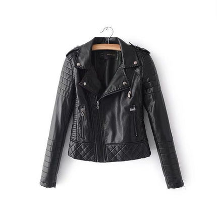 Women's Faux Leather Casual Jacket, Fall and Spring Fashion Short Lightweight Leather Jacket