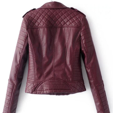 Women's Faux Leather Casual Jacket, Fall and Spring Fashion Short Lightweight Leather Jacket