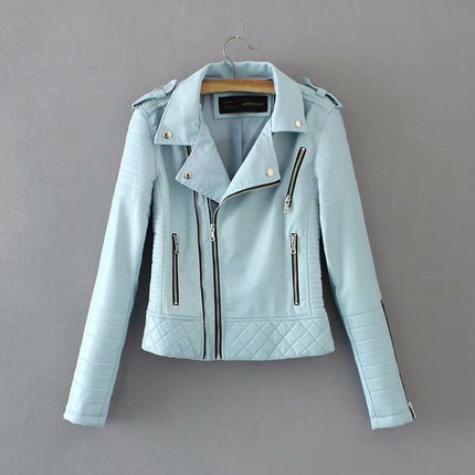 Women's Faux Leather Casual Jacket, Fall and Spring Fashion Short Lightweight Leather Jacket