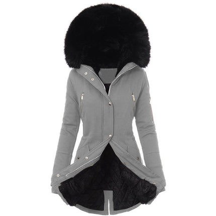 Women's Hooded Warm Winter Coat Multi Size Parka Faux Fur Lined Jacket Coat Model A