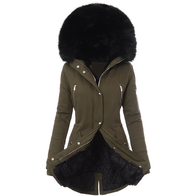 Women's Hooded Warm Winter Coat Multi Size Parka Faux Fur Lined Jacket Coat Model A