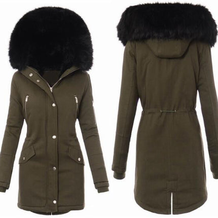 Women's Hooded Warm Winter Coat Multi Size Parka Faux Fur Lined Jacket Coat Model A